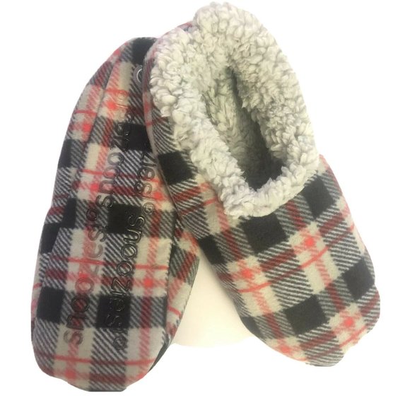 Snoozies Gray Plaid Mens Large 11 / 12 Non-Skid - Picture 5 of 6